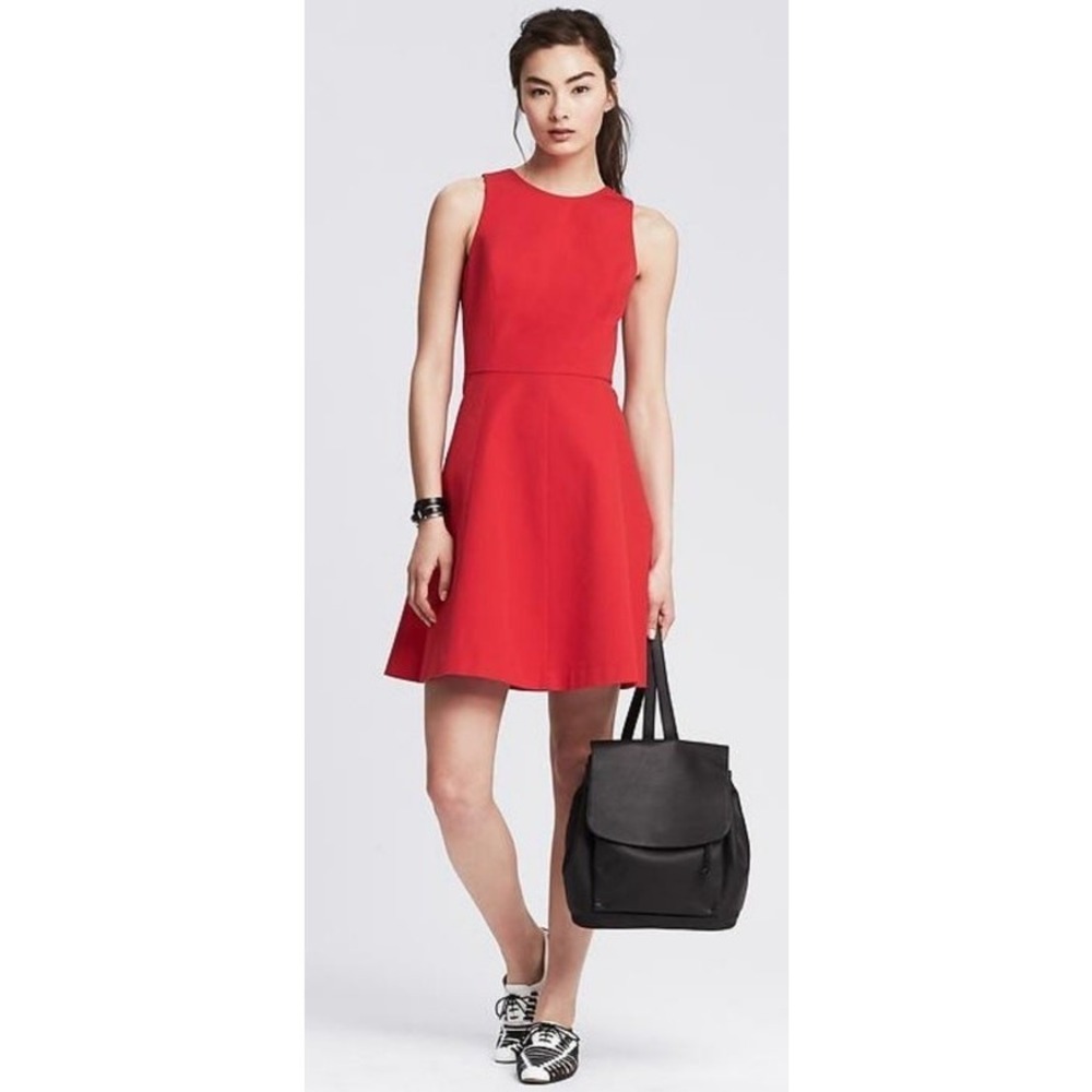 Banana Republic Vibrant Red Sleeveless Fit Flare Formal A-Line Dress Size 4